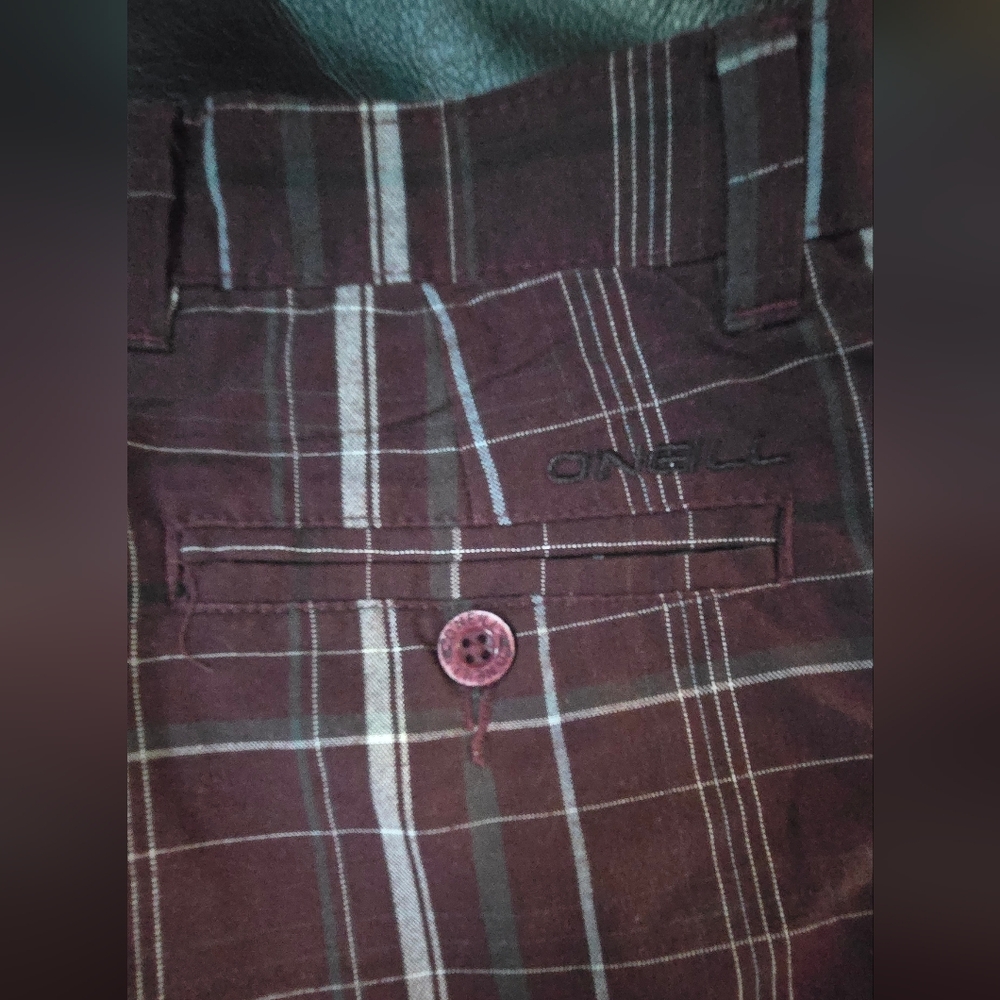 O'Neill Burgundy/Brown Flat Front long Slacks/Shorts SzSM 26" - Picture 9 of 10